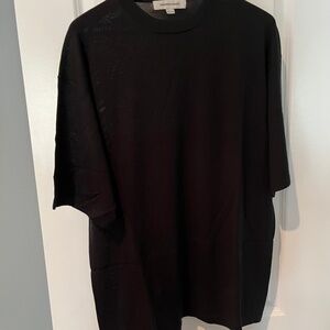 Pronto-Uomo Light Weight Black Silk Short Sleeve Sweater